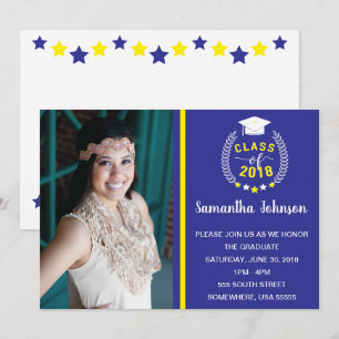 Convite para Festa de formatura Azul e Amarelo