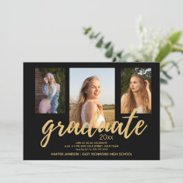 Convite para Festa de Formatura Black Gold Photo 2