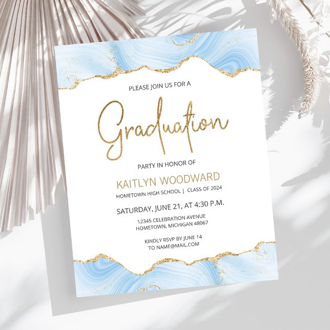 Convite para Festa de formatura de Agato Azul Clar (Criador carregado)