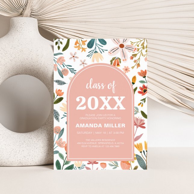 Convite para Festa de formatura de Arch de Flor Se (Wildflower Meadow Graduation Party Invitation)
