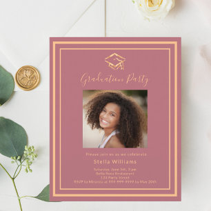 Convite para Festa de formatura de boné rosa gold