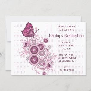 Convite para Festa de formatura de Borboleta Rosa