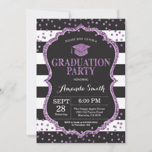 Convite para Festa de formatura de Brilho Roxo Pre