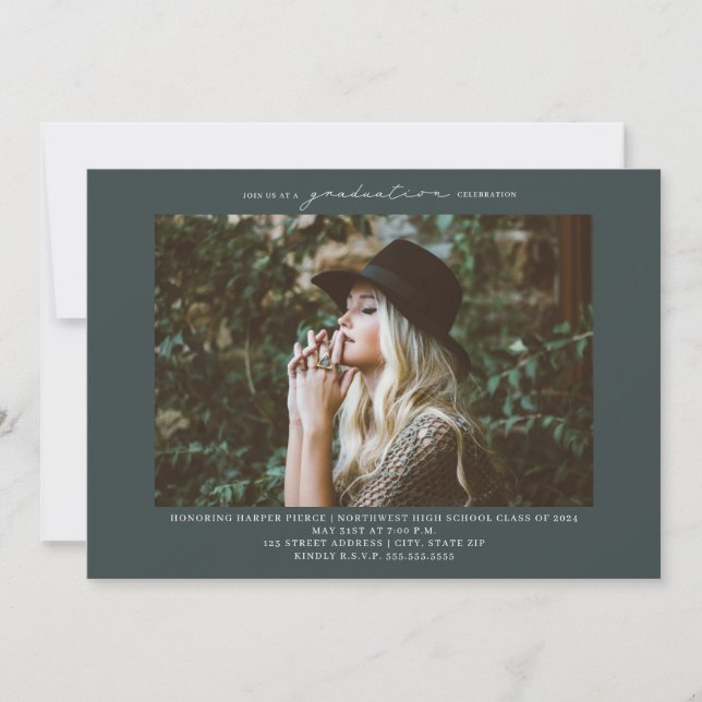 Convite para Festa de formatura de Emerald de Foto (Frente)