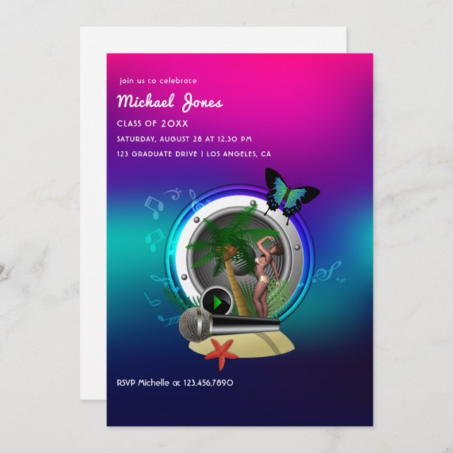 Convite para Festa de formatura de Fest Musical Tr (Frente/Verso)