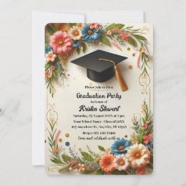 Convite para Festa de formatura de Flower Wreath