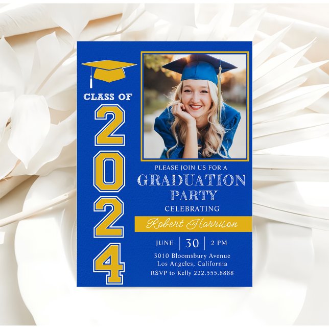 Convite para Festa de Formatura de Foto Azul Moder (Criador carregado)