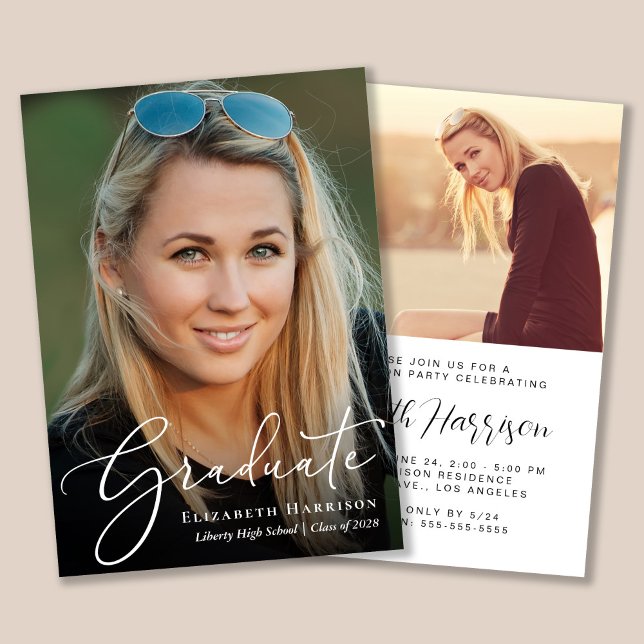 Convite para Festa de formatura de Fotografias de  (An elegant photo graduation party invitation to celebrate the graduate's achievements)