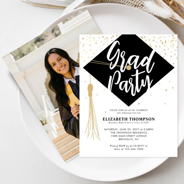 Convite para Festa de formatura de Fotos Dourada P (Criador carregado)