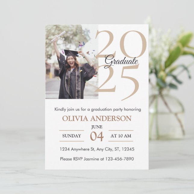 Convite para Festa de formatura de Fotos Moderna E (Em pé/Frente)