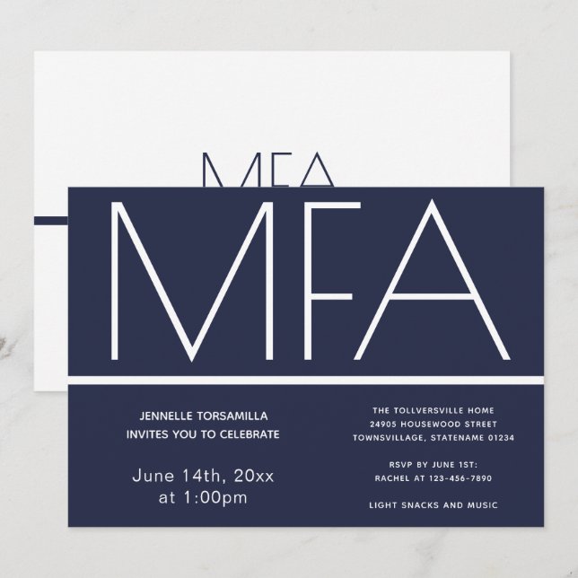 Convite para Festa de formatura de grau MFA (Frente/Verso)