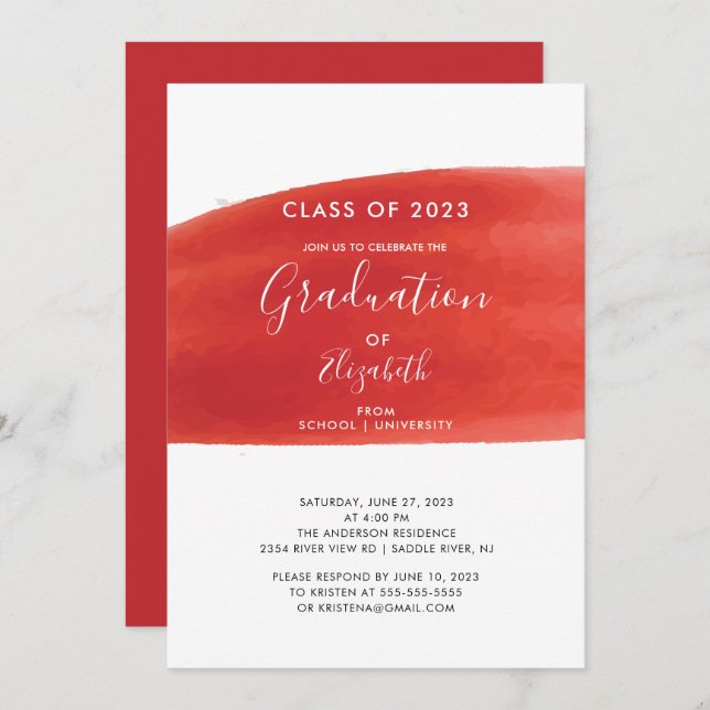 Convite para Festa de formatura de Lavagem de Cor  (Frente/Verso)