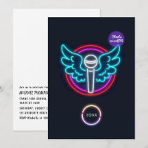 Convite para Festa de formatura de Microfone Neon