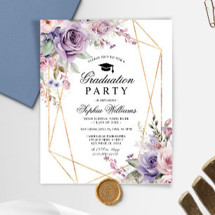 Convite para Festa de formatura de Roxo e Blush de