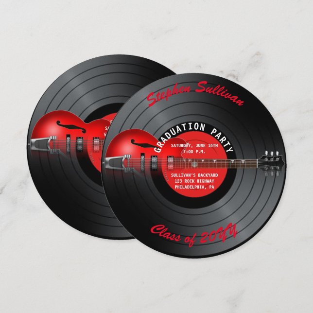 Convite para Festa de formatura de Violão Elétrico (Frente/Verso)