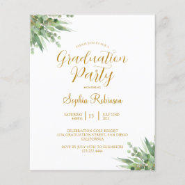 Convite para Festa de formatura Dourada Eucalyptus