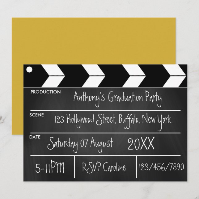 Convite para Festa de Formatura em Hollywood com Q (Frente/Verso)
