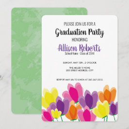 Convite para festa de formatura floral colorido mo