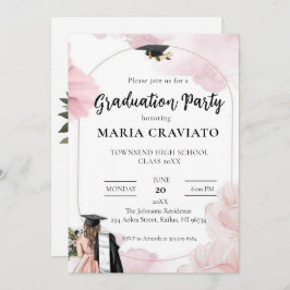Convite para Festa de formatura Floral Cor-de-Rosa