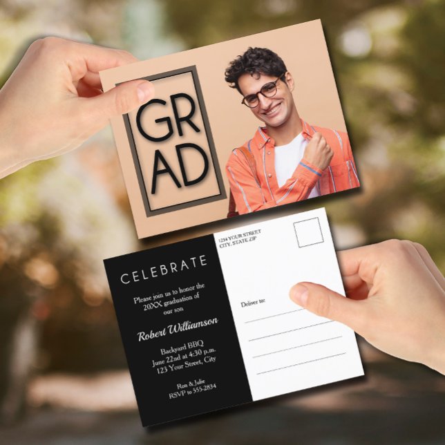 Convite para Festa de Formatura GRAD (GRAD Photo Party Invitation Postcards)