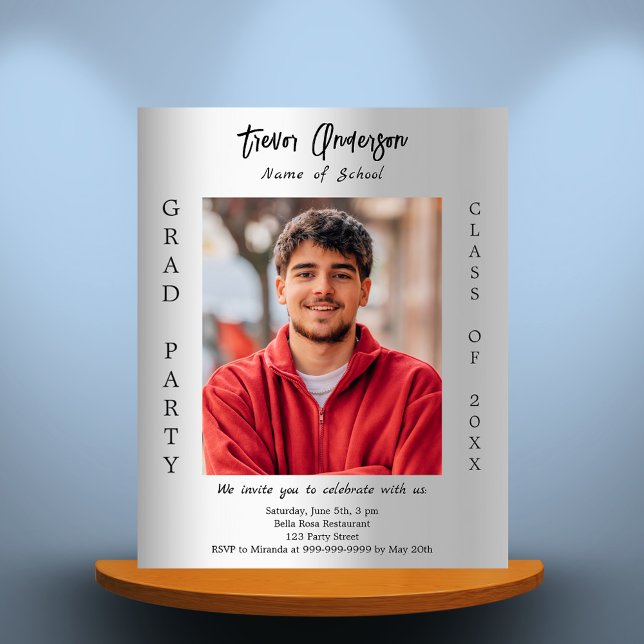 Convite para festa de formatura prata foto 2025 (Criador carregado)