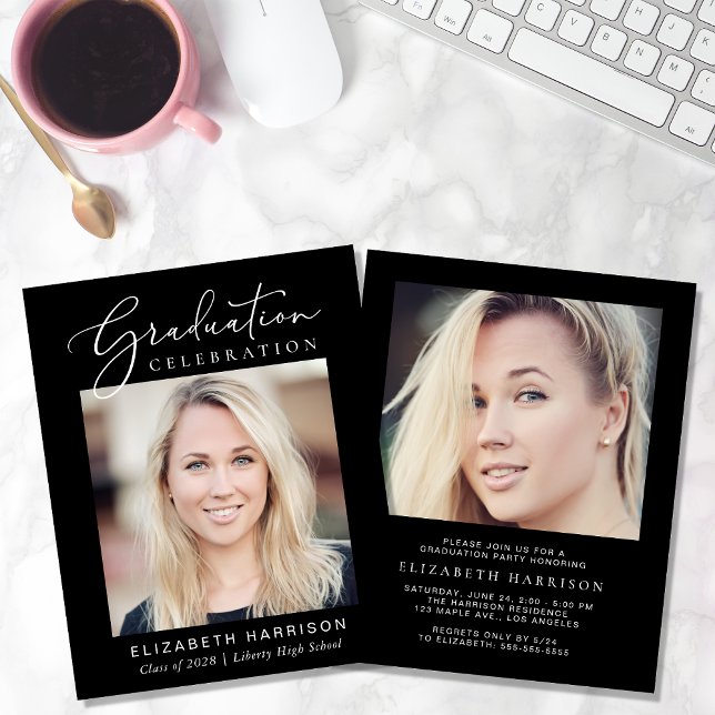 Convite para Festa de formatura Preta de Foto Orça (Criador carregado)