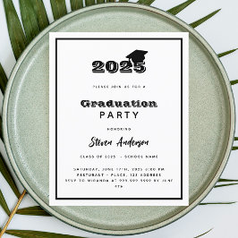 Convite para festa de formatura preto e branco 202