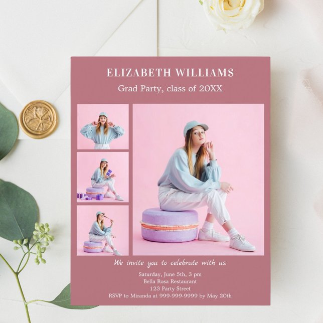 convite para Festa de formatura rosa gold (Criador carregado)