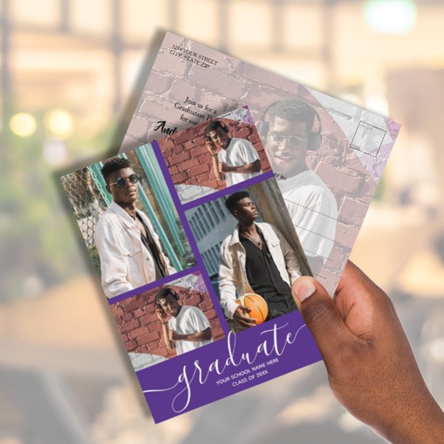 Convite para Festa de formatura Roxo Multifotográf (Criador carregado)