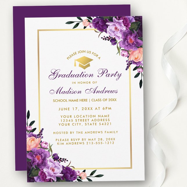 Convite para Festa de formatura Roxo Ultra Violet  (Customize to change text color, style, add text & photos to back or change color of back of card.)
