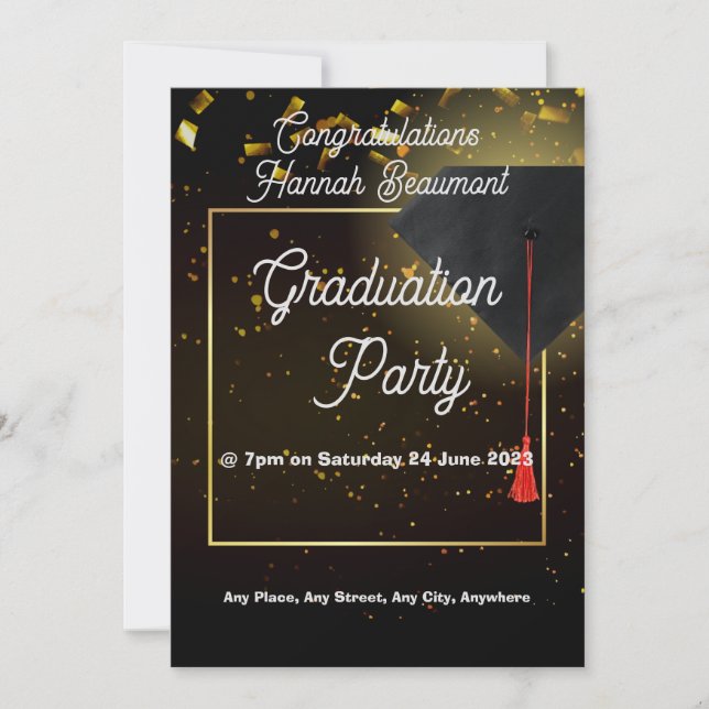 Convite para festa de formatura - texto editável (Frente)