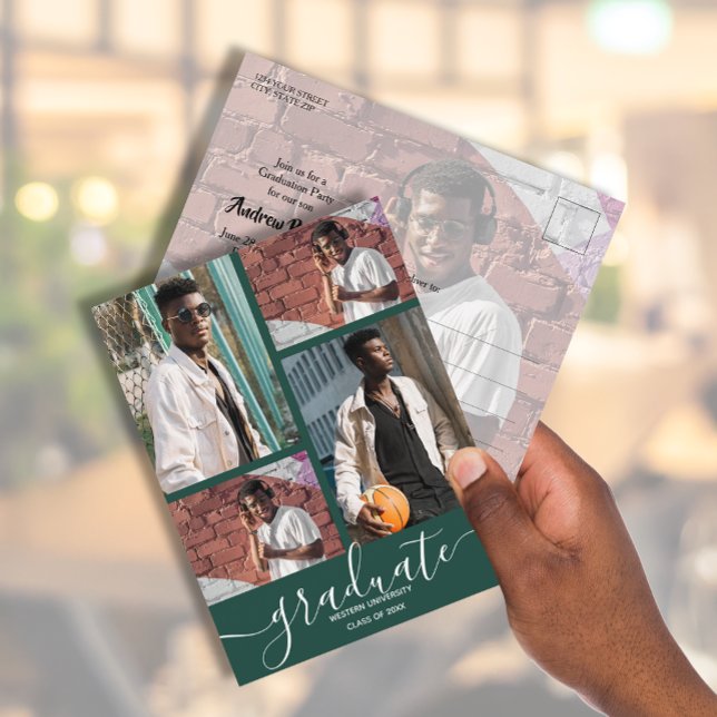 Convite para Festa de formatura Verde Escuro de Vá (Criador carregado)