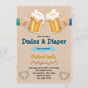 Convite para festa de fraldas e rapazes