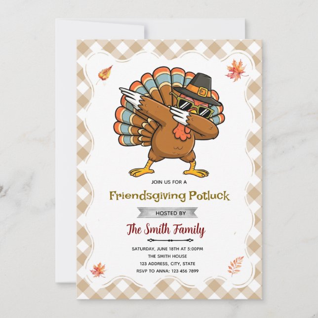 convite para festa de Friendsgiving de peru (Frente)