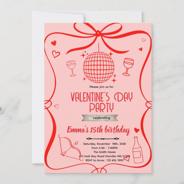 Convite para festa de Galentine (Frente)