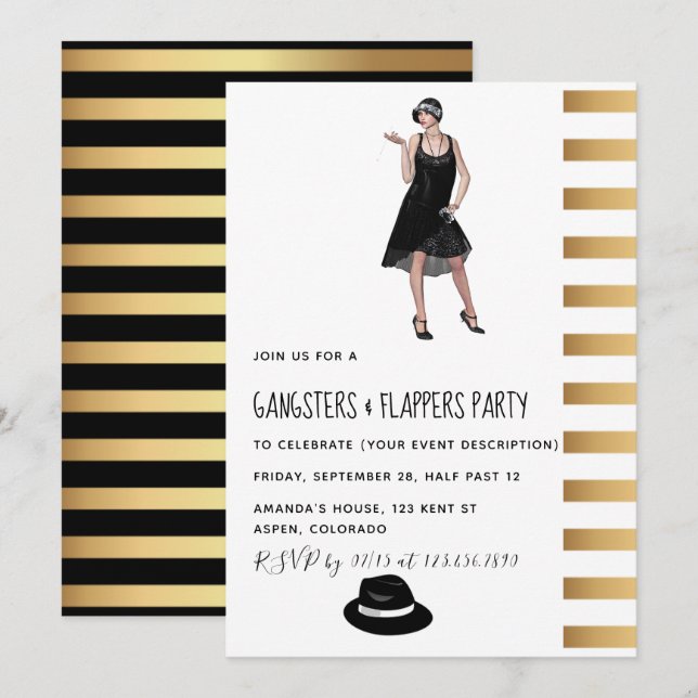Convite para Festa de Gângsteres e Flappers (Frente/Verso)
