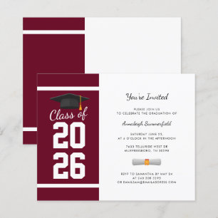 Convite para Festa de Graduação 2026 Bordeaux