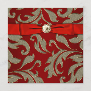 Convite para Festa de Gravata Preta Ouro Vermelho