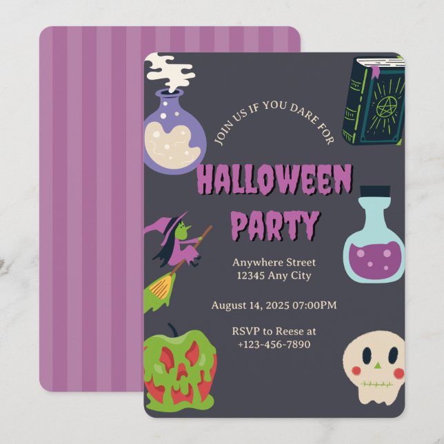 Convite para Festa de Halloween (Frente/Verso)