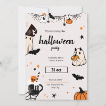 Convite para Festa de Halloween Assustadora e Sofi