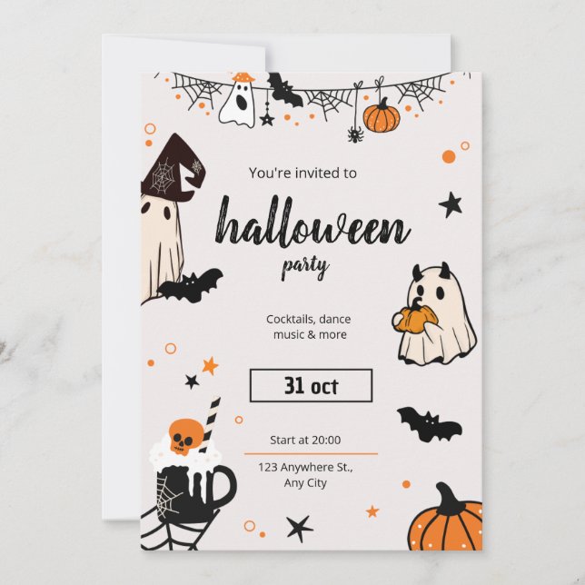 Convite para Festa de Halloween Assustadora e Sofi (Frente)