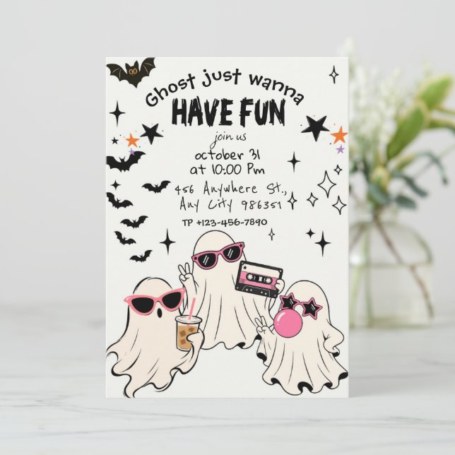 Convite para Festa de Halloween | Assustadoramente (Em pé/Frente)