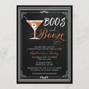 Convite para festa de Halloween - boos e bebida