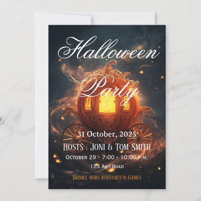 Convite para Festa de Halloween | Cartão de Abóbor (Frente)