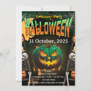 Convite para Festa de Halloween   Cartão de Abóbor