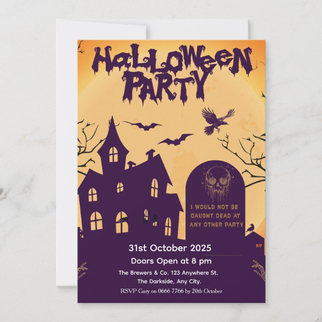 Convite para Festa de Halloween – Casa Assombrada (Frente)
