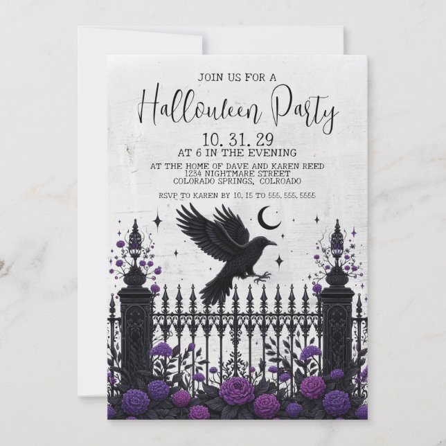 Convite para Festa de Halloween com Cerca Gótica (Frente)