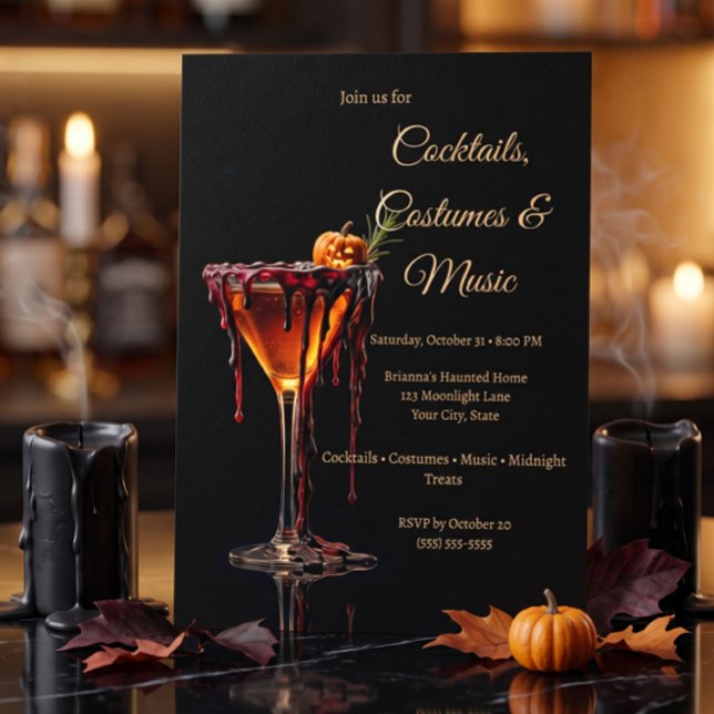 Convite para Festa de Halloween com Coquetel (Halloween Invitation card)