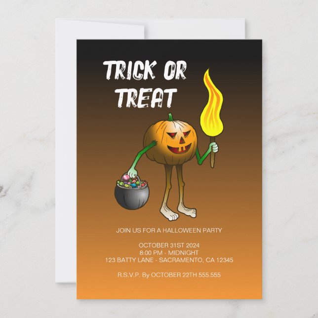 Convite para Festa de Halloween com Doce ou Traves (Frente)