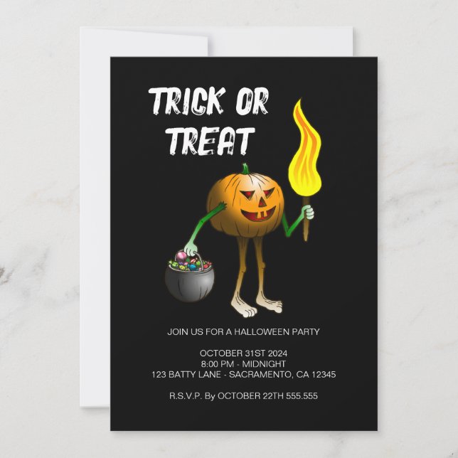Convite para Festa de Halloween com Doce ou Traves (Frente)